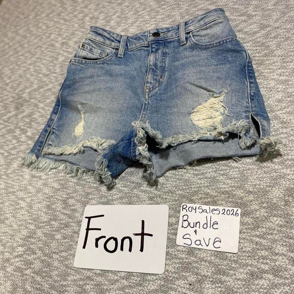 Guess Blue denim shorts with frayed hem distressed details women 25. SKU-C194
